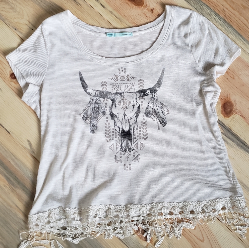 Maurices BOHO crop top with fringe
